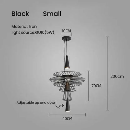 Modern black & gold circular iron pendant light dining room