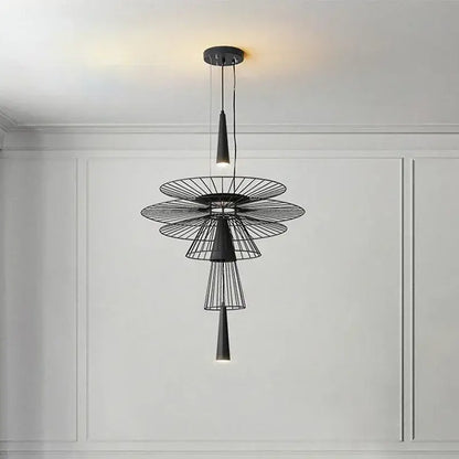 Modern black & gold circular iron pendant light dining room