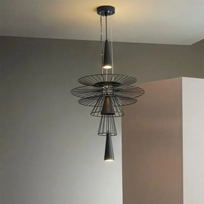 Modern black & gold circular iron pendant light dining room