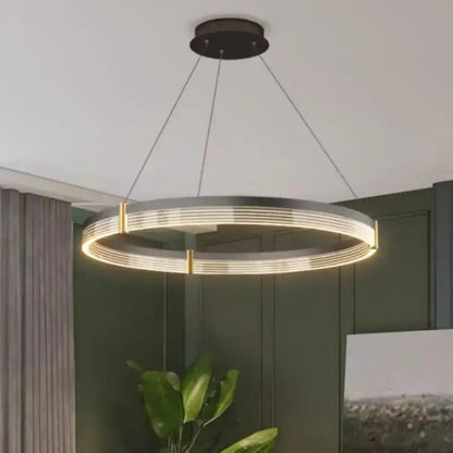 Modern black & gold circular pendant light living room led rings