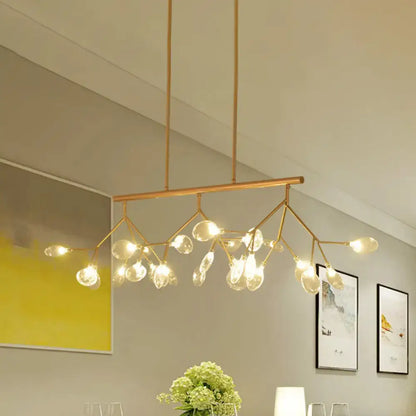 Modern black & gold clear glass bubble chandelier dining room light