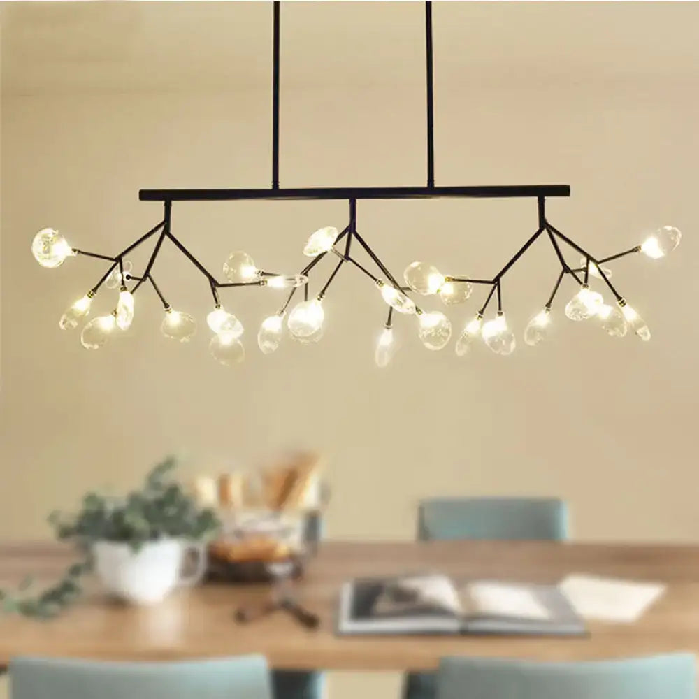 Modern black & gold clear glass bubble chandelier dining room light