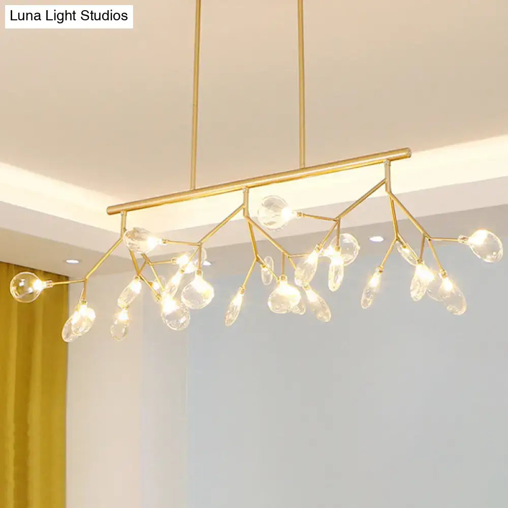 Modern black & gold clear glass bubble chandelier dining room light