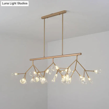 Modern black & gold clear glass bubble chandelier dining room light