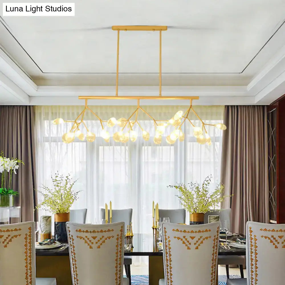 Modern black & gold clear glass bubble chandelier dining room light