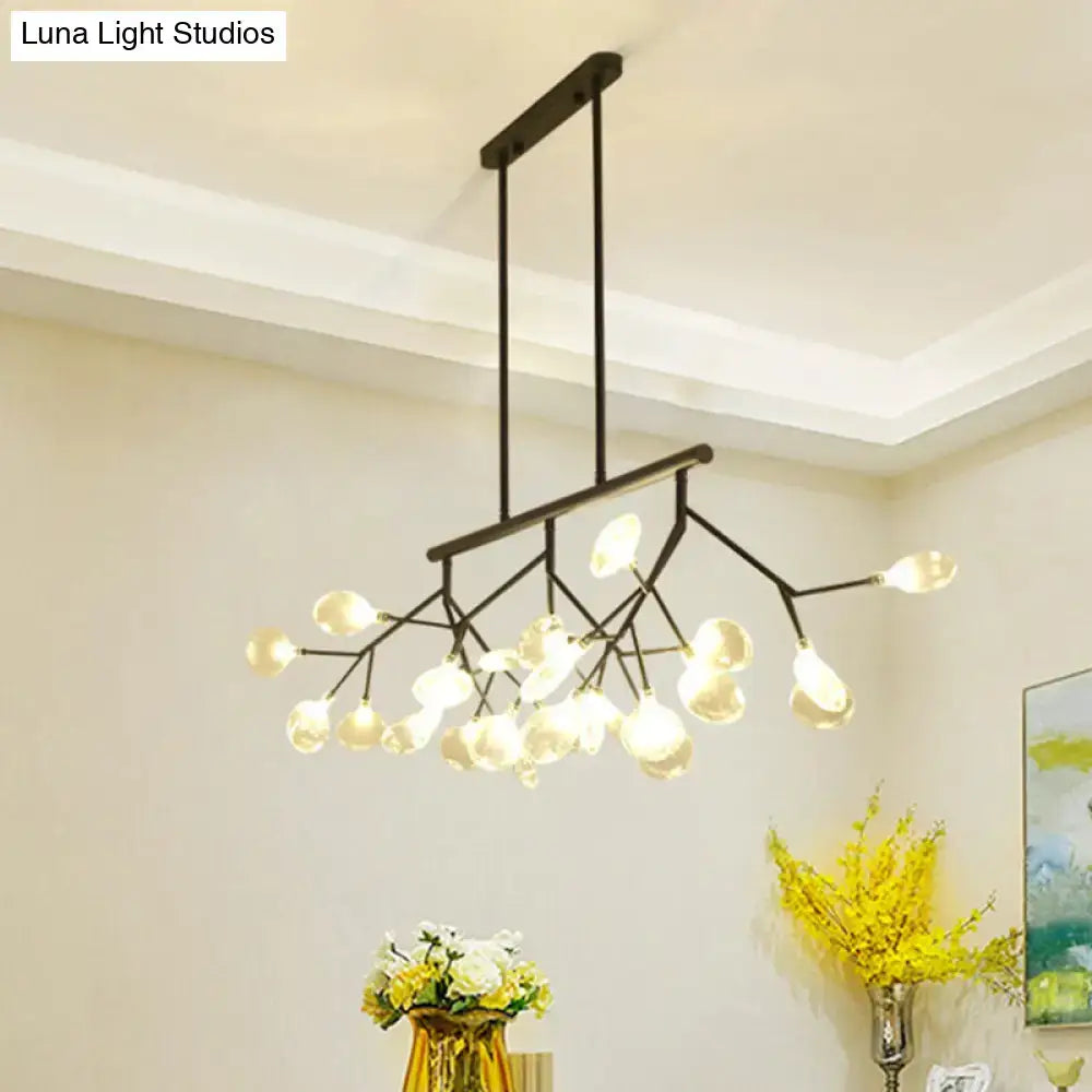 Modern black & gold clear glass bubble chandelier dining room light