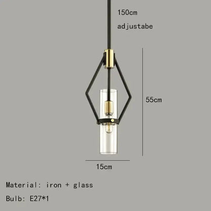 Modern black & gold clear glass e27 pendant lights dining room