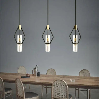 Modern black & gold clear glass e27 pendant lights dining room