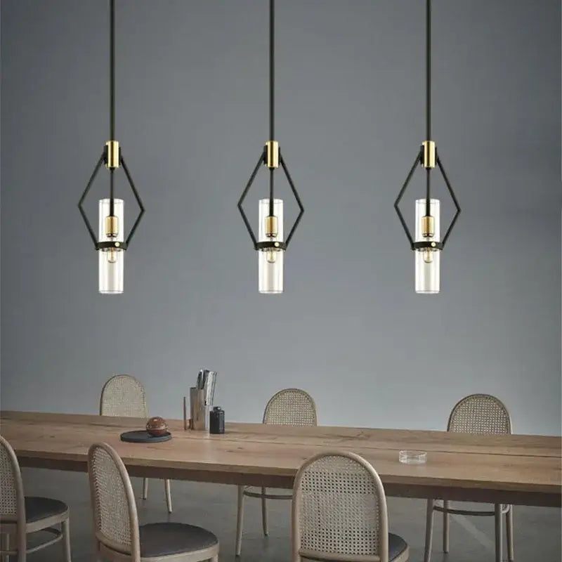 Modern black & gold clear glass e27 pendant lights dining room