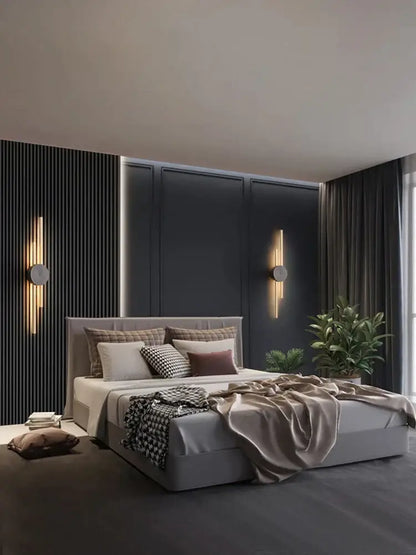 Modern black & gold copper wall light bedroom sconce