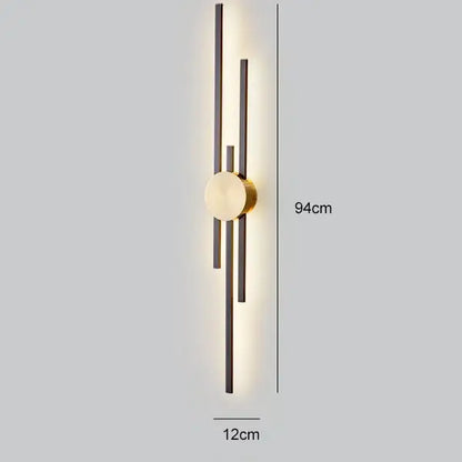 Modern black & gold copper wall light bedroom sconce