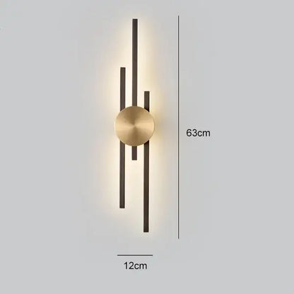 Modern black & gold copper wall light bedroom sconce