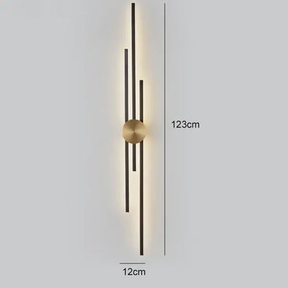 Modern black & gold copper wall light bedroom sconce