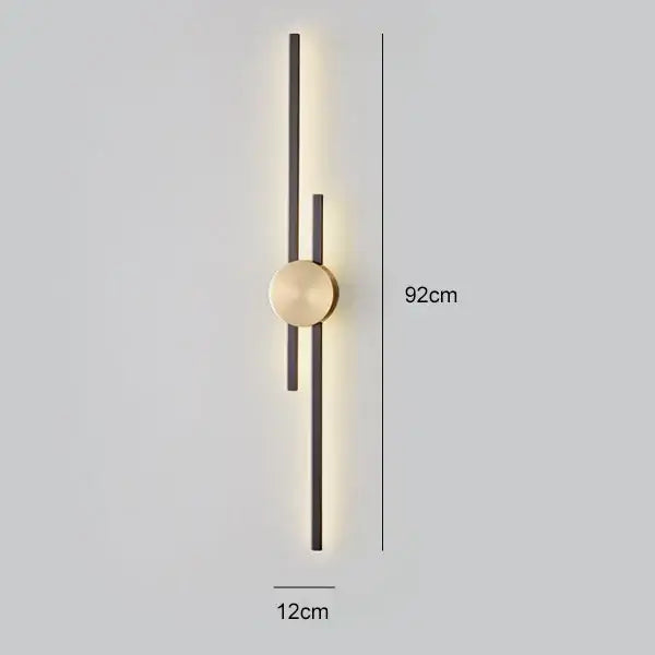 Modern black & gold copper wall light bedroom sconce
