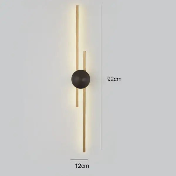 Modern black & gold copper wall light bedroom sconce