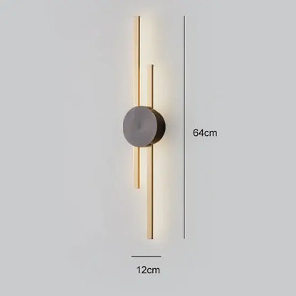 Modern black & gold copper wall light bedroom sconce