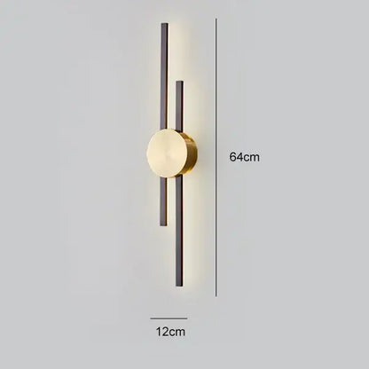 Modern black & gold copper wall light bedroom sconce