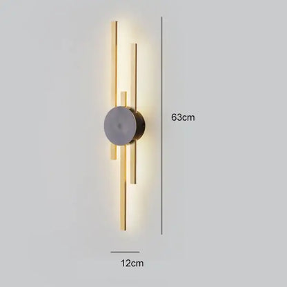 Modern black & gold copper wall light bedroom sconce