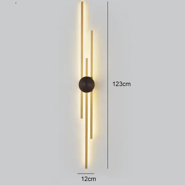 Modern black & gold copper wall light bedroom sconce