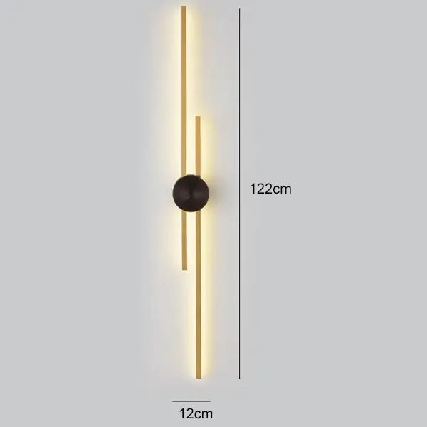 Modern black & gold copper wall light bedroom sconce