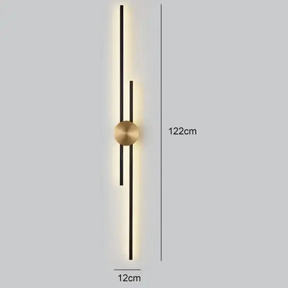 Modern black & gold copper wall light bedroom sconce
