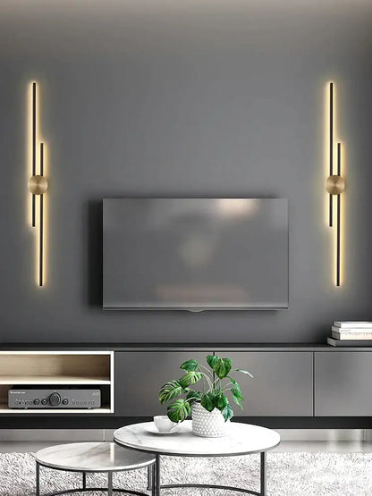 Modern black & gold copper wall light bedroom sconce