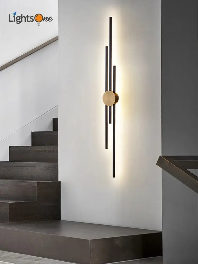 Modern black & gold copper wall light bedroom sconce