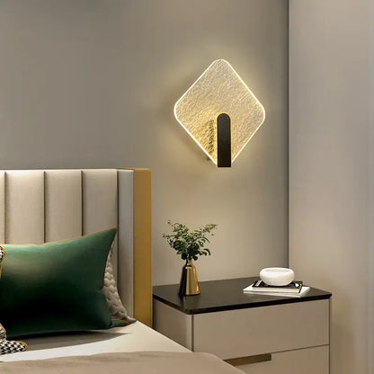 Modern black & gold crackled glass led wall lamp bedroom light