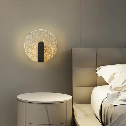 Modern black & gold crackled glass led wall lamp bedroom light