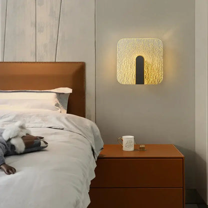 Modern black & gold crackled glass led wall lamp bedroom light