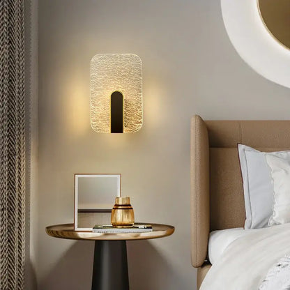 Modern black & gold crackled glass led wall lamp bedroom light