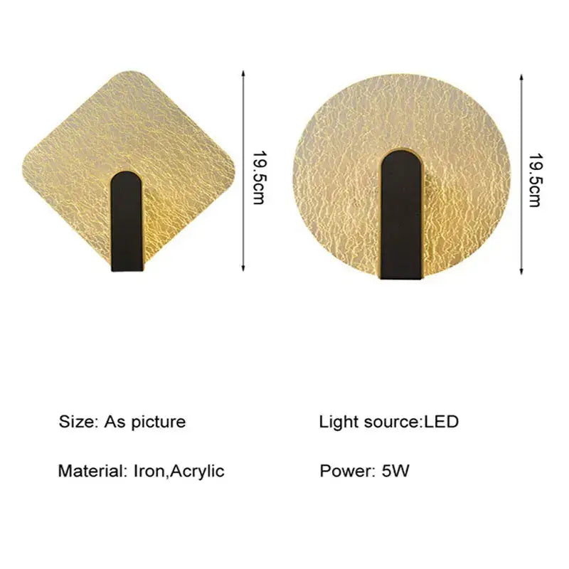 Modern black & gold crackled glass led wall lamp bedroom light