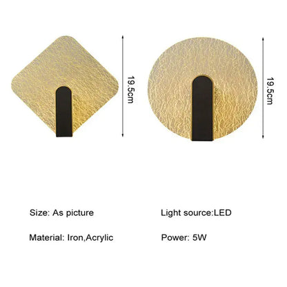 Modern black & gold crackled glass led wall lamp bedroom light