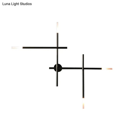 Modern black & gold crossed lines led wall light bedroom fixture