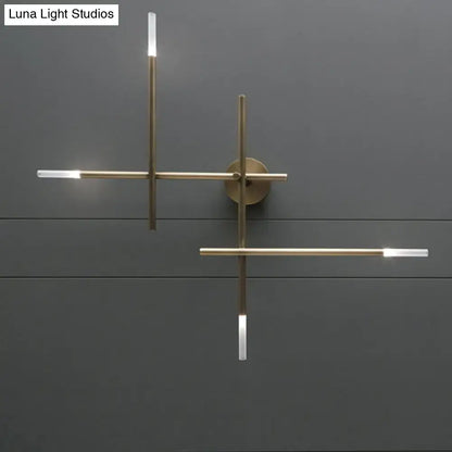 Modern black & gold crossed lines led wall light bedroom fixture