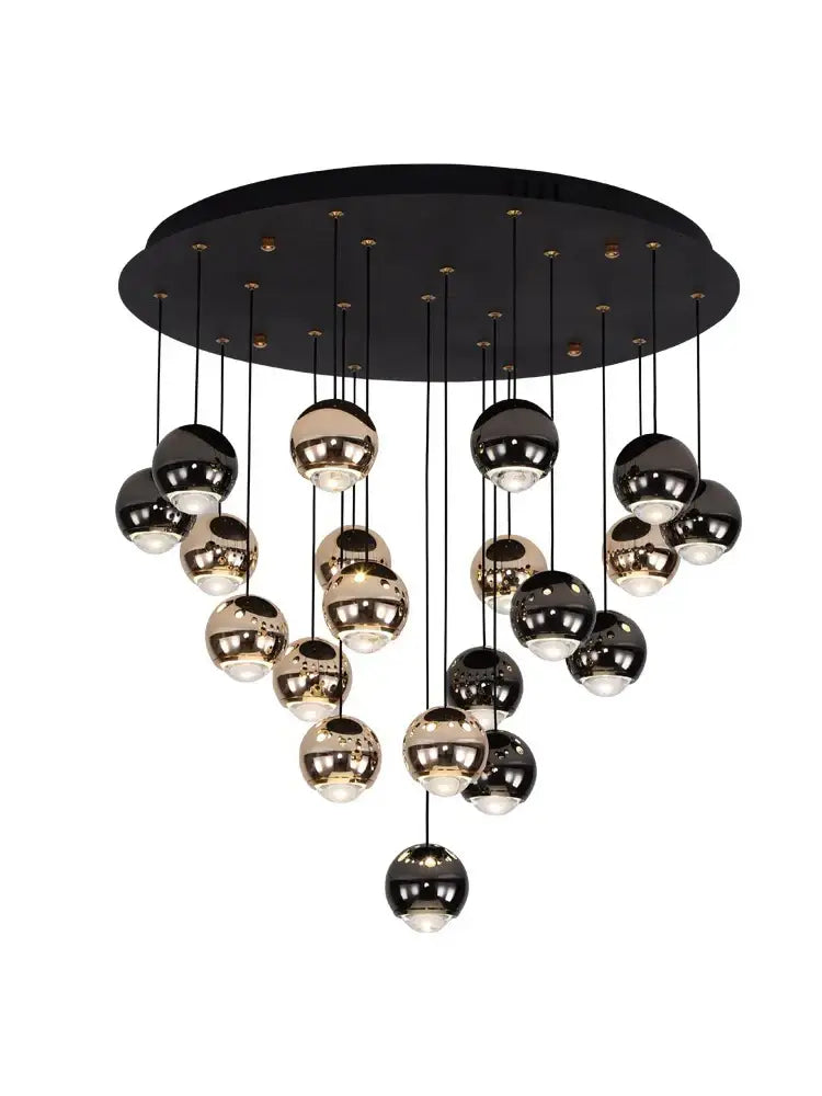 Modern black & gold crystal ball pendant light for living room