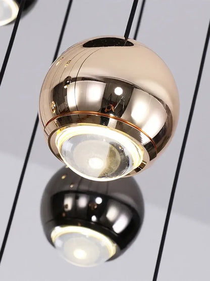 Modern black & gold crystal ball pendant light for living room