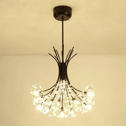 Modern black & gold crystal bouquet pendant light dining room