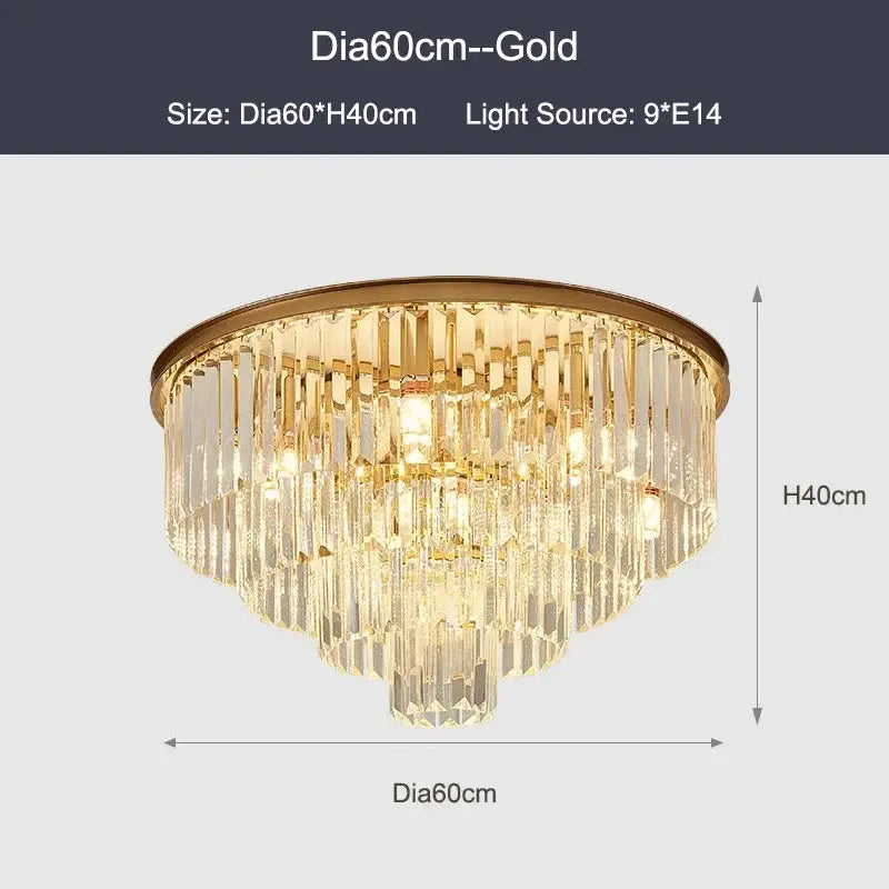 Modern black & gold crystal ceiling chandelier living room light