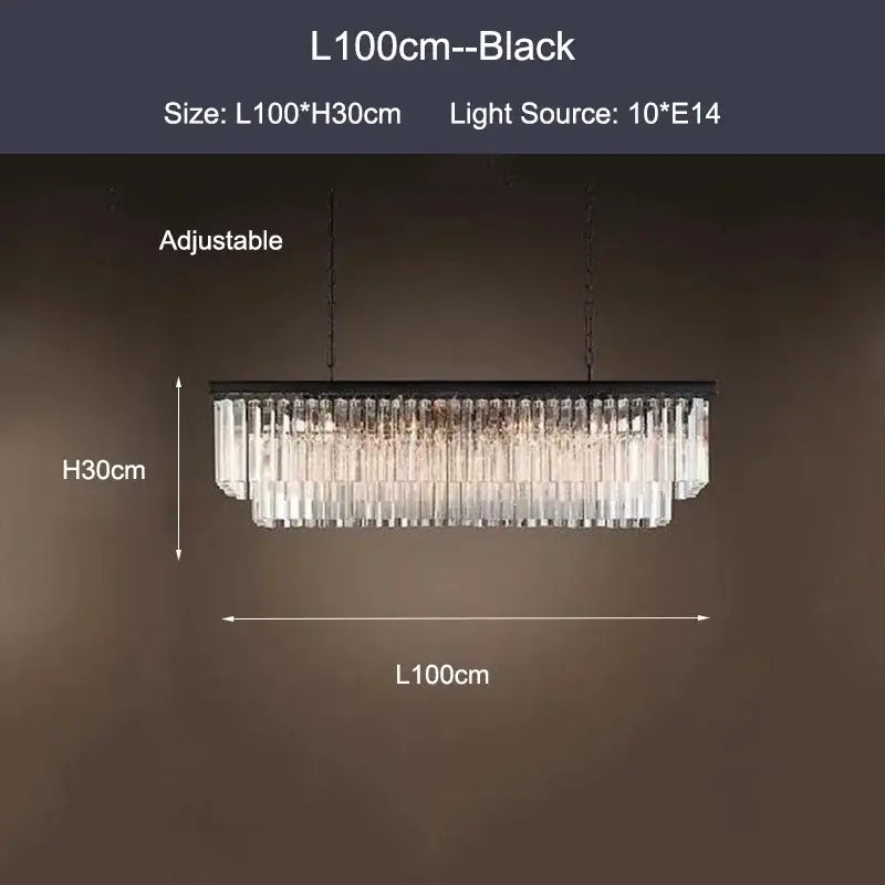 Modern black & gold crystal ceiling chandelier living room light