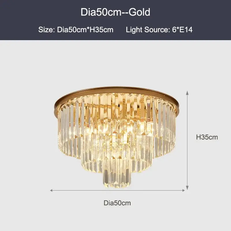 Modern black & gold crystal ceiling chandelier living room light
