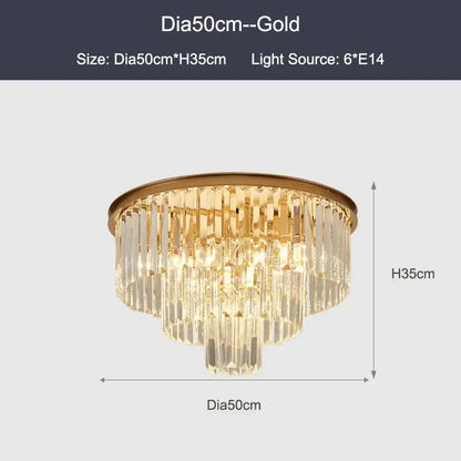 Modern black & gold crystal ceiling chandelier living room light