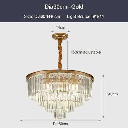 Modern black & gold crystal ceiling chandelier living room light