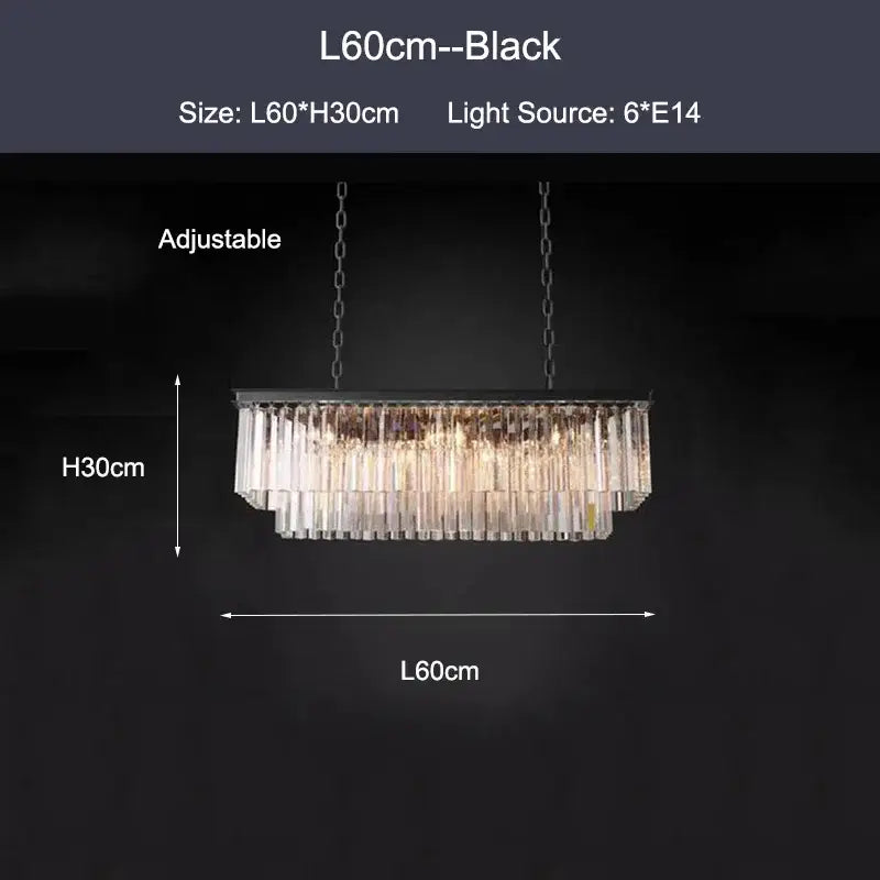 Modern black & gold crystal ceiling chandelier living room light