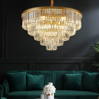 Modern black & gold crystal ceiling chandelier living room light