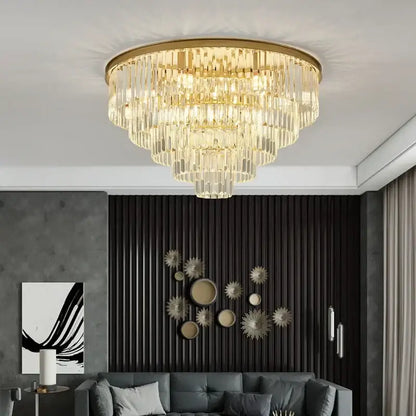 Modern black & gold crystal ceiling chandelier living room light