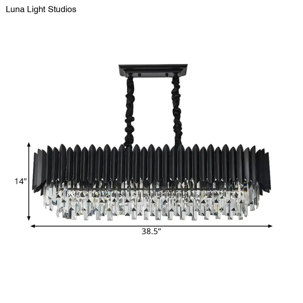 Modern black & gold crystal chandelier dining room rectangular light
