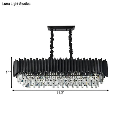 Modern black & gold crystal chandelier dining room rectangular light