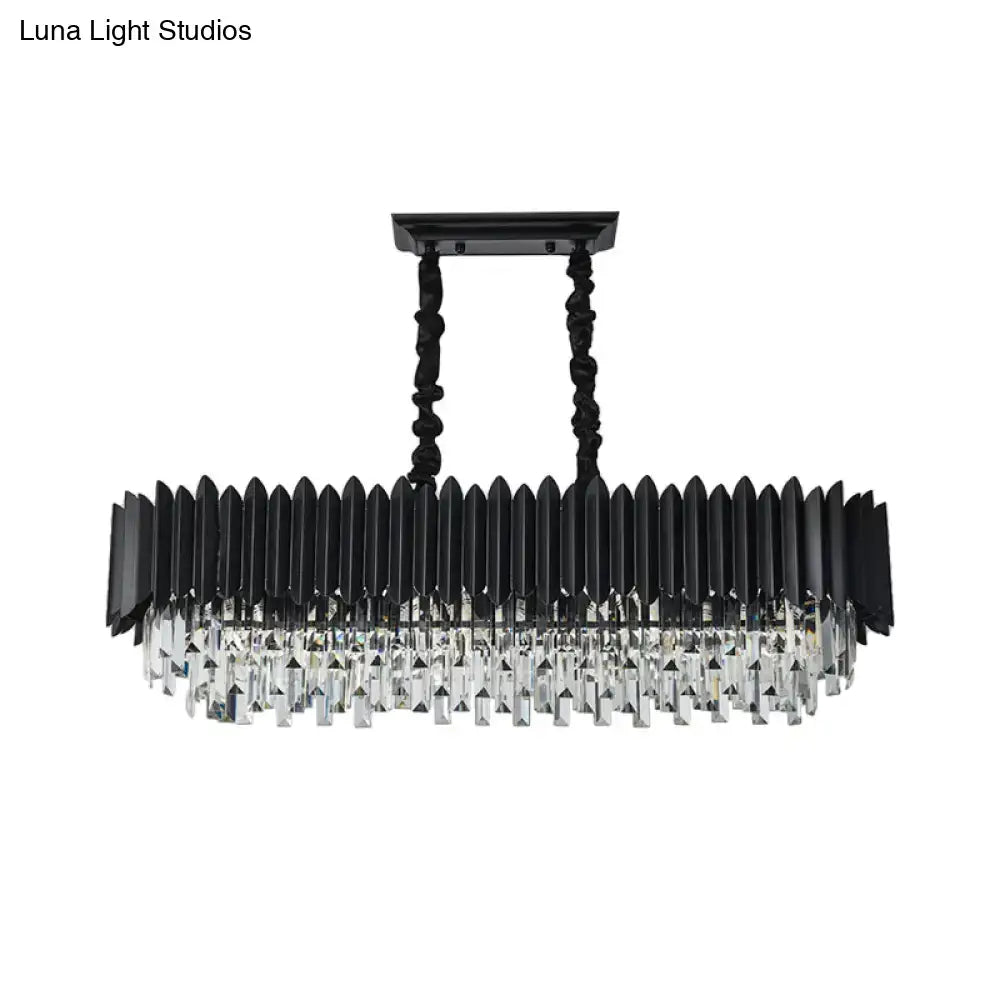 Modern black & gold crystal chandelier dining room rectangular light