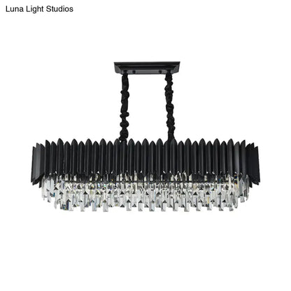 Modern black & gold crystal chandelier dining room rectangular light